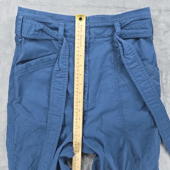 Anthropologie Size 4 Ellie Embroidered Utility Barrel Paperbag Pants Preppy Blue - Picture 7 of 8